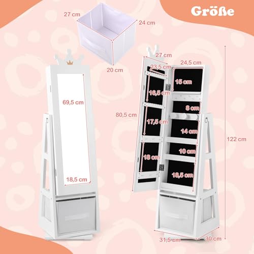 Armario para joyas infantil con espejo de maquillaje FANTASK para solucionar el desorden de cuarto 4