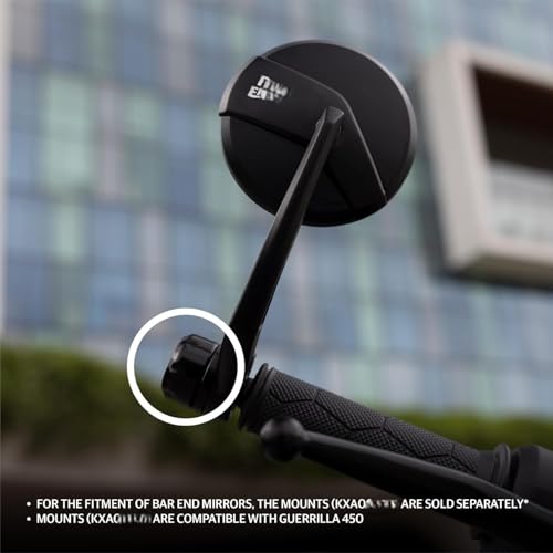 Image of Mv Bar End Rear View Mirror Made With Aluminum Embossed Re Logo Compatible With All Re For Bikes Like Meteor,Hunter 350,Interceptor 650-Black