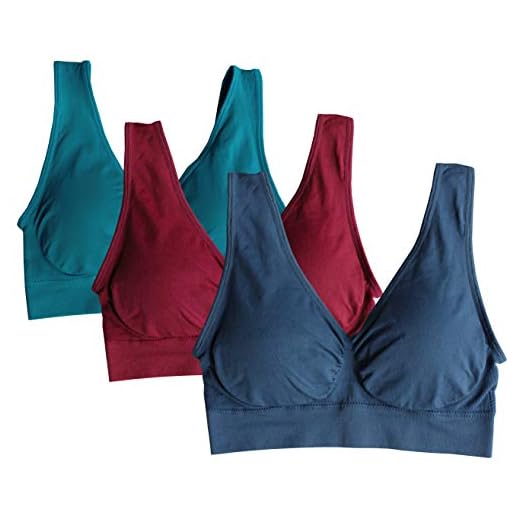 Cabales KINYAOYAO 3 Pack Women's Ultimate Comfy Medium Support Seamless Wireless Sports Bra with Removable Pads,4X Navy-Blue-Wine