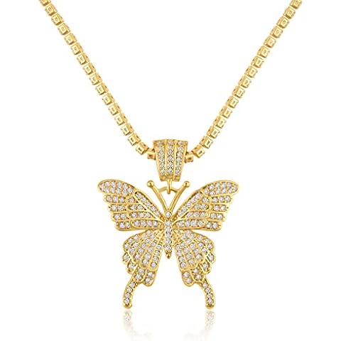 Gold Necklaces for Women, Butterfly Pendant Necklace with 18k Gold Plated, Dainty Gold Necklace with Adjustable Clasp, Hypoallergenic Jewelry Gifts for Women (large Butterfly) Cover