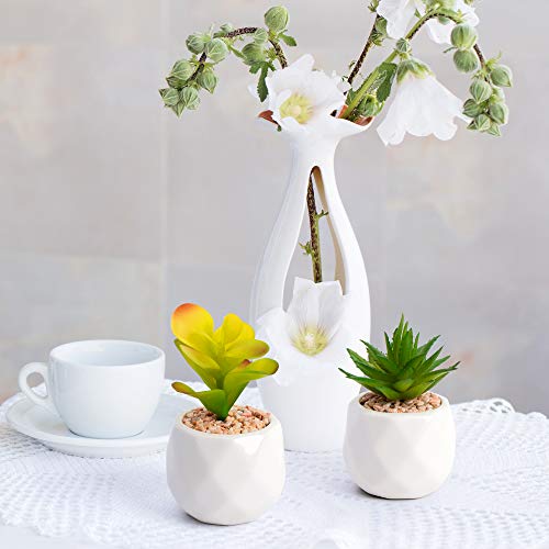 Mocoosy 4 Pack Mini Artificial Succulent Plants In Pots, Fake Succulent Set With White Ceramic Planter Pots, Faux Succulents Plants Artificial Potted For Home Office Bedroom Decorations #TOP6