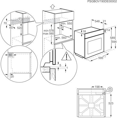 Miniatura 7 de Aeg Bee435111m Horno Multifunción Con Función Limpieza Aquaclean, 9 Funciones, Cocción Uniforme, Ventilador Xxl, Pantalla Lcd Táctil, Antihuellas, Bandeja Xxl, Inox, Clase A , 72 Litros
