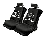 Seat Armour 2 Piece Front Car Seat Covers for Corvette C4 - Black Terry Cloth