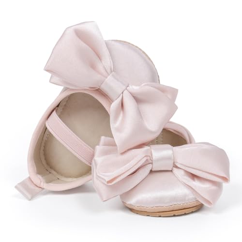 Image of Meckior Infant Baby Girl Sandals Soft Non-Slip Rubber Sole Handmade Princess Wedding Dress Shoes Toddler First Walkers