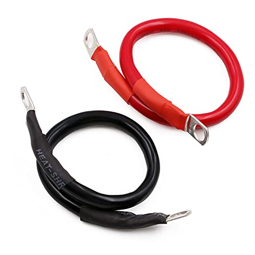 Juego de Cables de inversor de batería de 4 AWG de Cobre Puro de 30 cm con Cable BVR de 3/8 + 5/16 pulg, 450/750 V para Vehículo Solar Barco RV Cover