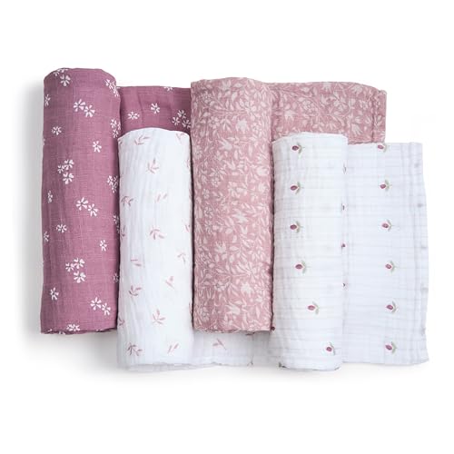 Image of aden + anais 100% Organic Cotton Muslin Swaddle, Breathable Baby Blanket, Ideal for Boys, Girls, Newborns, Babies & Infants, Receiving Blanket, Lightweight Wrap, 4 Pack, Heritage Floral