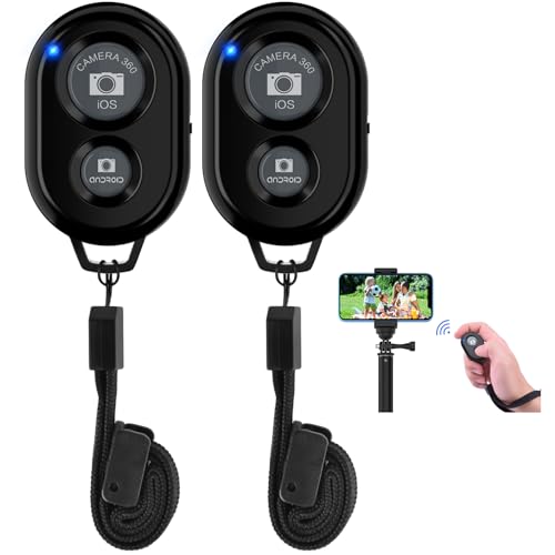 2PCS Télécommande Bluetooth Selfie sans Fil pour Smartphones avec Dragonne, Adapté pour Le Déclenchement de l'Obturateur, Compatible avec Apple iOS et...