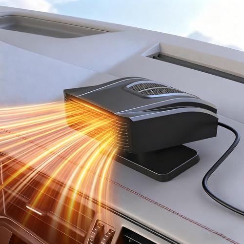 Mupkvy Chauffage de Voiture 12V à connecter à l'allume-Cigare, dégivreur de Pare-Brise et désembueur, Chauffage/Refroidissement Rapide, dégivreur de Voiture avec Base réglable à 360° pour Voiture