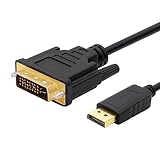 Hannord DisplayPort to DVI Adapter, DP to DVI Converter Male to Male DisplayPort Cable for PC, Laptop, Desktop, 1080P HD Compatible with Lenovo, HP, Dell (6 Feet)-1 Pack