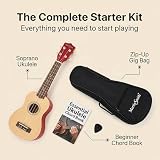 Martin Smith ukulele sopranowe z torbą, plettrami i książką akordów, Naturalny