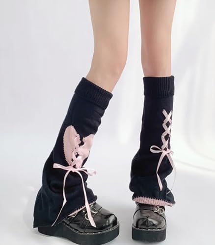 Image of WODECASA Girls Kawaii Leg Warmers Knitted Flared Leg Sleeves Goth Crochet Baggy Cuff Ankle Heap Socks