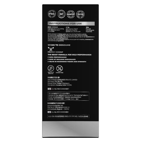 Image of BEASTLIFE Super Micronized Creatine Monohydrate Assorted Pack of 5 | 250 Gram | 65 Servings | Peach, Watermelon, Shikanji, Tropical Tango, Litchi Flavor | NABL Lab Tested | Premium Sports Nutrition for Strength & Performance