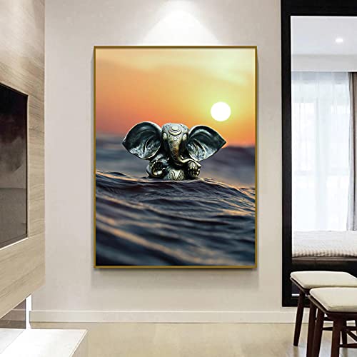 Décoration Intérieure Éléphant Bronze affiche moderne grand format sur toile