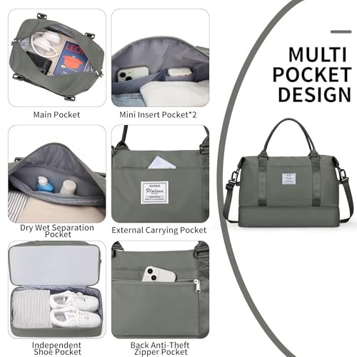 image for HYC00 Travel Bag with Shoe Compartment,Weekender Bag for Women,Gym Bag