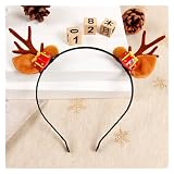 KFEVOX Diadema de Navidad Bonita pinza for el pelo con astas de reno for niños y adultos, accesorios de decoración de fiesta for Nochebuena, diadema navideña (Color : Gift brown)