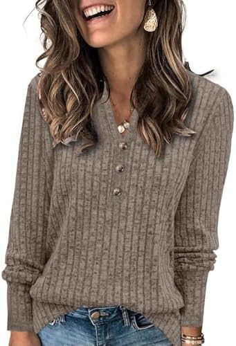 Sweaters for Women Fashion Long Sleeve Tops Pullover V Neck Casual Loose Sweatshirt