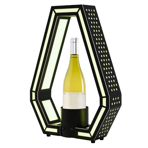 AGULIUM 7-Color LED Liquor Bottle Display Shelf, Glowing Champagne Bottle Presenter with Remote Control, Acrylic Lighted Wine Display Rack for Commercial Home Bar Party Nightclub