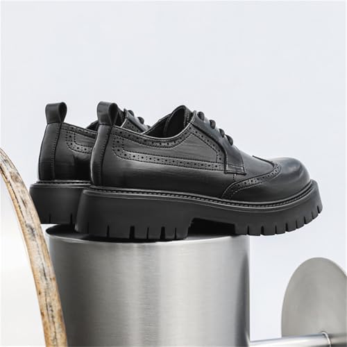 Image of Men's Platform Wingtip Brogue Dress Shoes Vintage Leather Oxford Derby Shoes Casual Work Business Dress Office Shoes