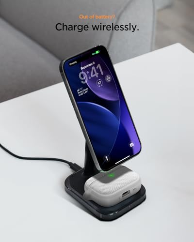 Image of Spigen for AirPods Pro 3 Case, Classic Fit Compatible with AirPods Pro 3rd Generation Case (2025), Premium Fabric Cover with Carabiner - Heather Gray