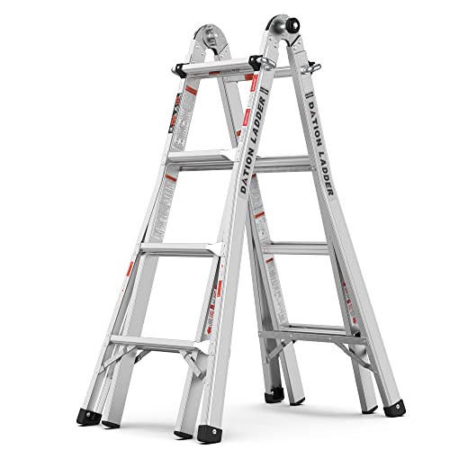Wiialyok Ladder, A Frame 4 Step Extension Ladder, 17 Ft Anti-Slip Multi-Position Aluminum Alloy Ladder With 250 Lbs Capacity, Foldable And Portable For Household Or Outdoor Work #TOP5