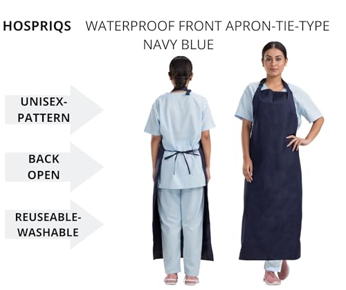Image of Reusable Waterproof Front Apron -, Size 45 inchx23 inch | Poly Rubber Coated Fabric | Tie-Type with Adjustable Neck Buckle