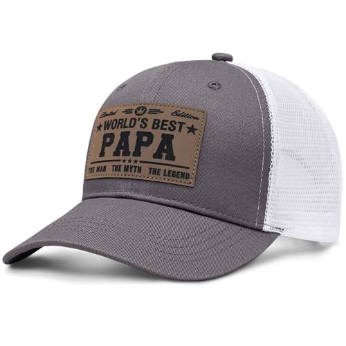 Image of Fathers Day Dad Papa Gifts from Daughter Son Wife, Unique Men's Hat for Dad Grandpa Husband, Leather Pattern Baseball Cap