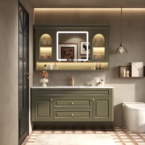 LUTHXAY 32" Solid Wood Bathroom Vanities, Floating Bathroom Vanity with