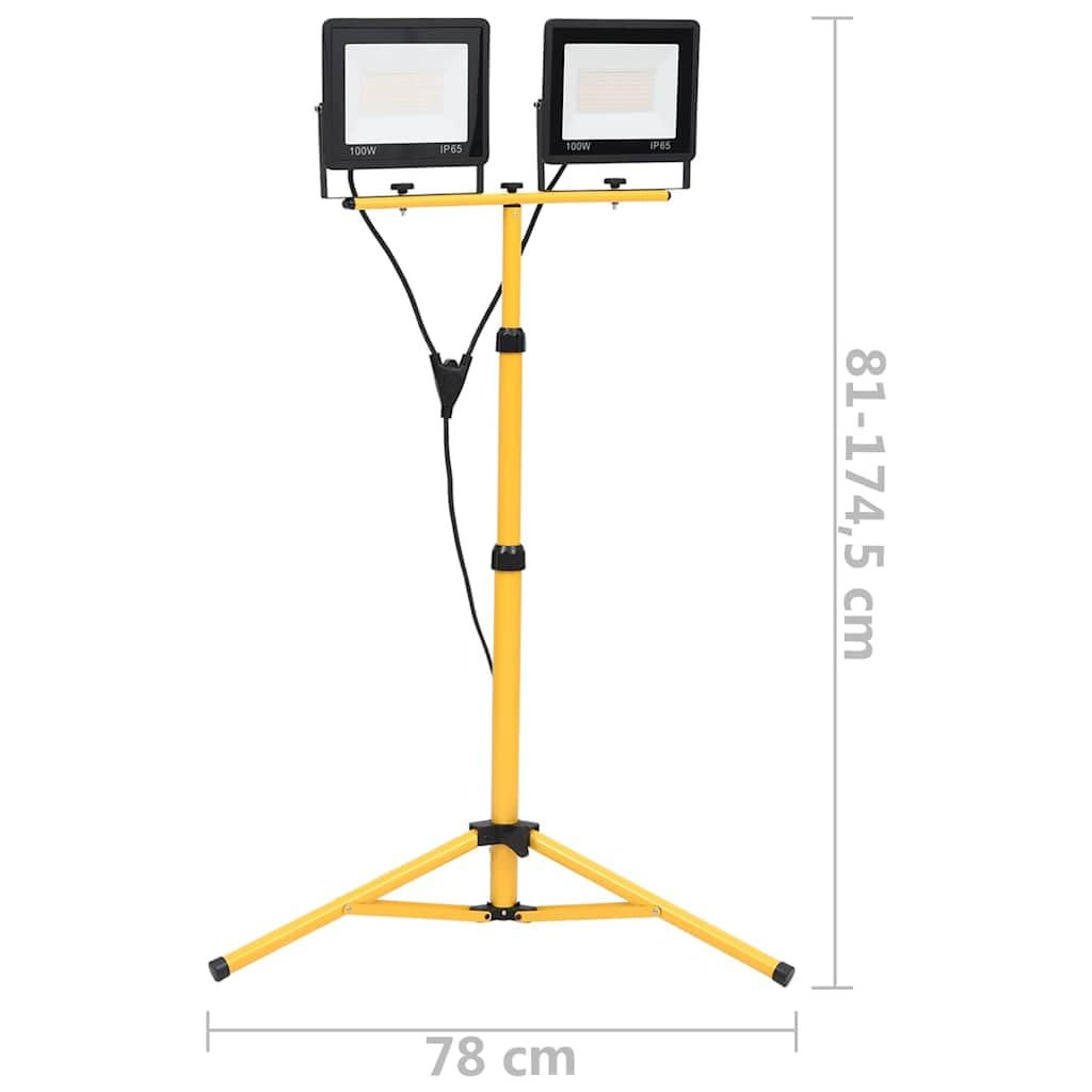 vidaXL LED Fluter mit Stativ Außenstrahler Scheinwerfer Baustrahler Flutlicht Gartenstrahler Arbeitsscheinwerfer Arbeitsleuchte 2x100W Kaltweiß