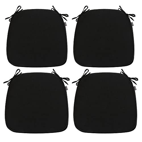 Magpie Fabrics Outdoor U-Shape Chair Cushions with Ties (Black)
