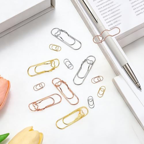 15-teiliges Set aus Metall-Stifthalterclips und 30-teiligen Büroklammern für Notizbücher, sicherer Halt für Stifte bis 1,27 cm Dicke, praktisches Zubehör für Büro, Tagebuch und Schreibtischorganisati
