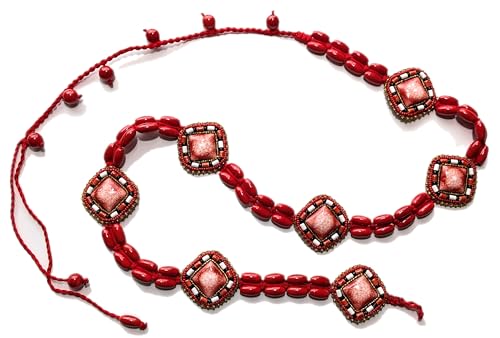 Ceinture artisanale pierre rouge en porcelaine bijou de taille fait main