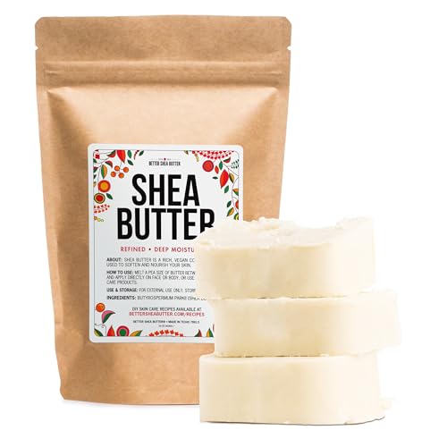 Refined Shea Butter Unscented - 100% Pure African Shea Butter for Hair & Dry Skin - Use for Soap Base, Face & Body Moisturizer, for DIY Whipped Body Butter & Lip Balm 1 LB Bar -  Better Shea Butter