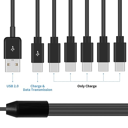 Poyiccot USB A to USB C Splitter Cable, Multi USB C Splitter Cable, 6 in 1 USB 2.0 Type A Male to 6 Type C Male Charging Cord, for USB Type-C Phone, Tablet, 5ft by Poyiccot - Image 2