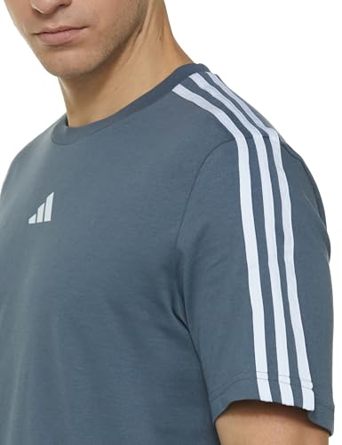 Image of adidas Men Cotton Striped Regular Fit T-Shirt