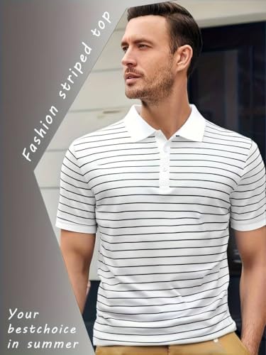 Image of TAGDO Men's Striped Polo in Black & White Vertical (2036)
