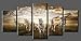 Canvas Prints ,Sk002 Modern Canvas Wall Art White Horse, Stretched and Framed Ready to Hang, 5 Panels White Horse Canvas Print Photo Canvas Art for Home Decoratio