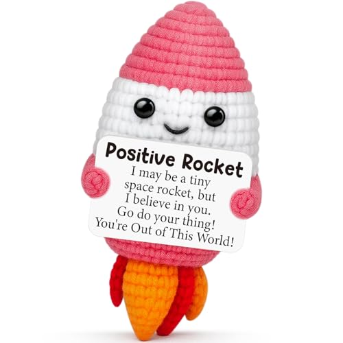 Crochet Rocket Birthday Gifts for Women Men,Easter Basket Essentials Stuffers Friends Coworker Emotional Inspirational Support Pickle Graduation Gifts for Her Boys Girls,Handmade Positive Potato Decor