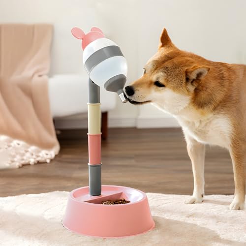 NACOCO Pet Standing Water Dispenser - Cat Dog Standing Bowl with Detachable Pole Automatically Feeding Water Height Adjustable(Grey-Pink Ear) by NACOCO - Used condition - Image 7