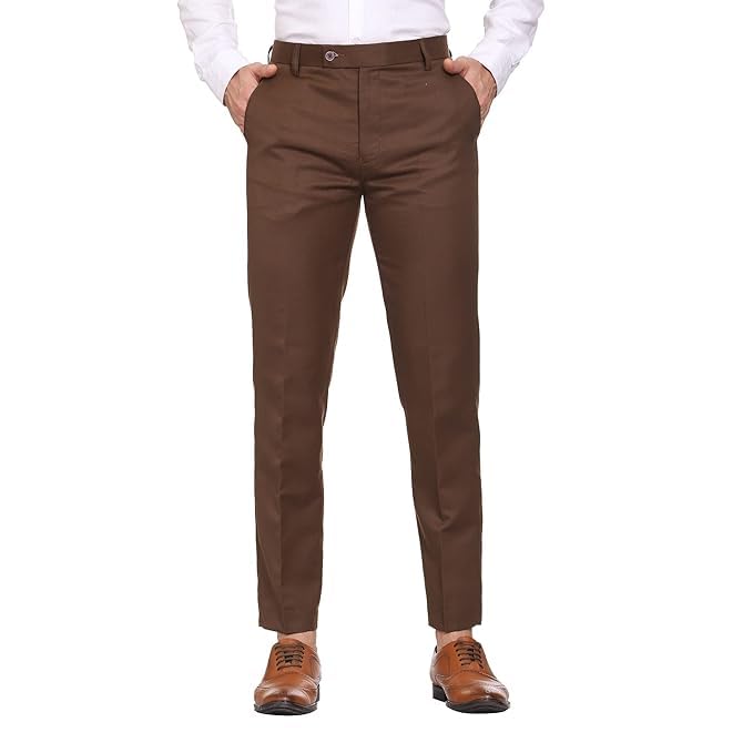 Image of Formal Pant for Men. Regular Fit, Lightweight, Flat Front, Premium Cotton Polyester Blend Fabric. Office, Party and Casual Wear. Non Stretchable.