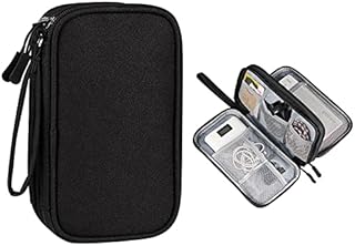 Nlmayt Travel Cable Organiser, Electronics Accessories Organiser Bag, Portable Waterproof Double Layers All-in-One Carry Travel Bag for Cable, Cord, Charger, Earphone, SD Cards, USB Drive, Power Bank
