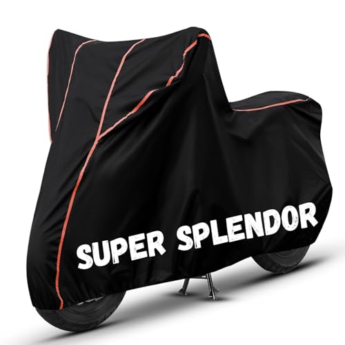 Image of Bike Cover for Super Splendor 100% Waterproof, Dustproof & Scratch Resistant| Fully Bottom Elastic UV Resistant Heavy Duty Body Cover | All Weather Outdoor Use