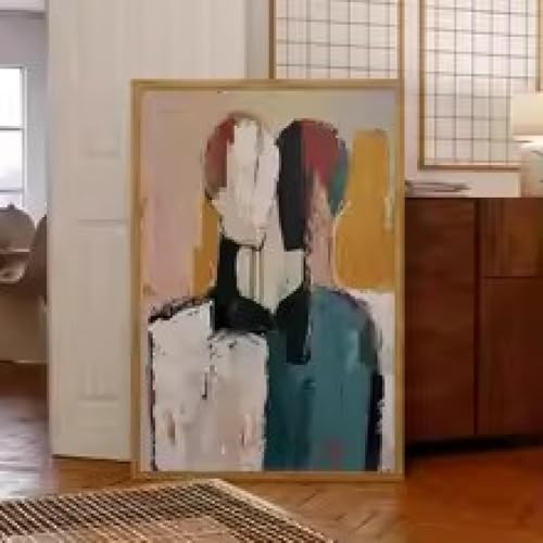 Tableau moderne salon âmes entrelacées, déco murale chambre 60x80 avec cadre