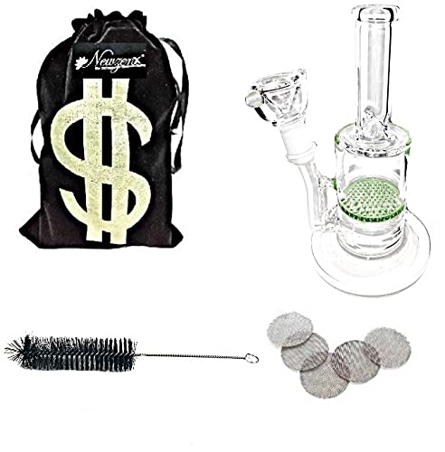 Newzenx Single Honeycomb Disk Bong 6 Inch (14mm Joint) Incl. Velvet Box & Full Smoke Accessories