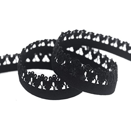 Bristlegrass Picot Loop Elastic Band For Sewing 1/2" 13Mm Roll Spool Crown Frilly Lace Stretchy Ribbon For Hair Tie Headband Lingerie Underwear Sewing Trim (D-1/2 Inch X 50 Yards,Black) #TOP5