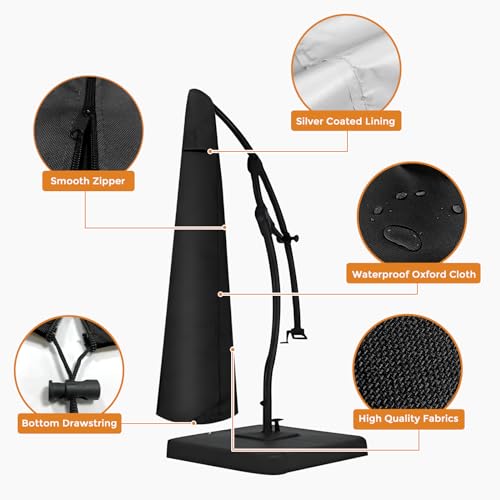 Uthem Capa de guarda-sol de pátio – Capa de guarda-chuva 600D à prova d'água estilo externo – Serve