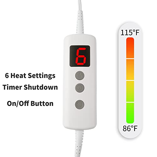 7Chatudo Heated Throw Electric Blanket With Fast Heating 6 Temperature Levels & 4 Auto-Off Timers Soft Fabric Machine Washable 50"X 60" (Linen) #TOP3