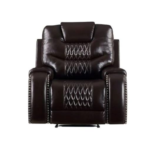 Image of Torque Mikkel 1 Seater Recliner Chairs for Home Office-Dark Brown | Leatherette Recliner Sofa 1 Seater | Manual Relaxing Single Chair for Adults -1 Year Warranty