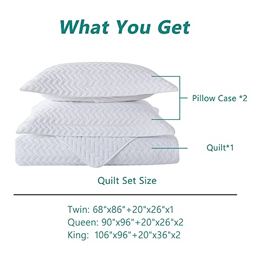 Downcool White Quilt Sets Twin With 1 Pillow Case - 2 Pieces Quilt Sets - Soft Bedspread Coverlet Bed Cover For All Season - Twin Size (68"X86")… #TOP5