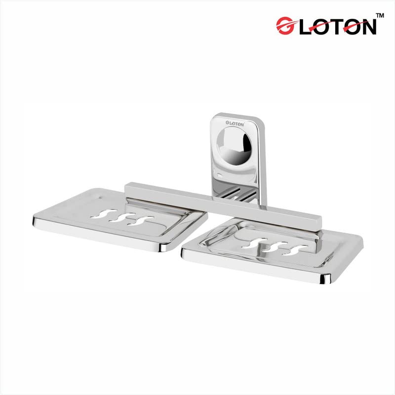 Image of GLOTON Square Wall-Mounted Stainless Steel Toothbrush Holder with Soap Dish & Tumbler Stand - Soap and Brush Organizer for Bathroom, Toothbrush Stand, Durable Bathroom Fittings & Accessories