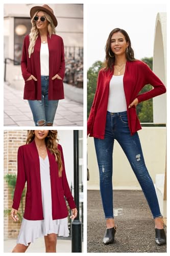 Image of ULTRANICE Cardigan Sweaters Womens Fashion 2025 Spring Lightweight Long Sleeve Casual Tops Clothes Outfits with Pockets